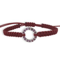 PULSERA MACRAME ORO Y RUBIS