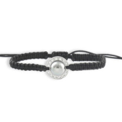 PULSERA MACRAME ORO DIAMANTES Y PERLA