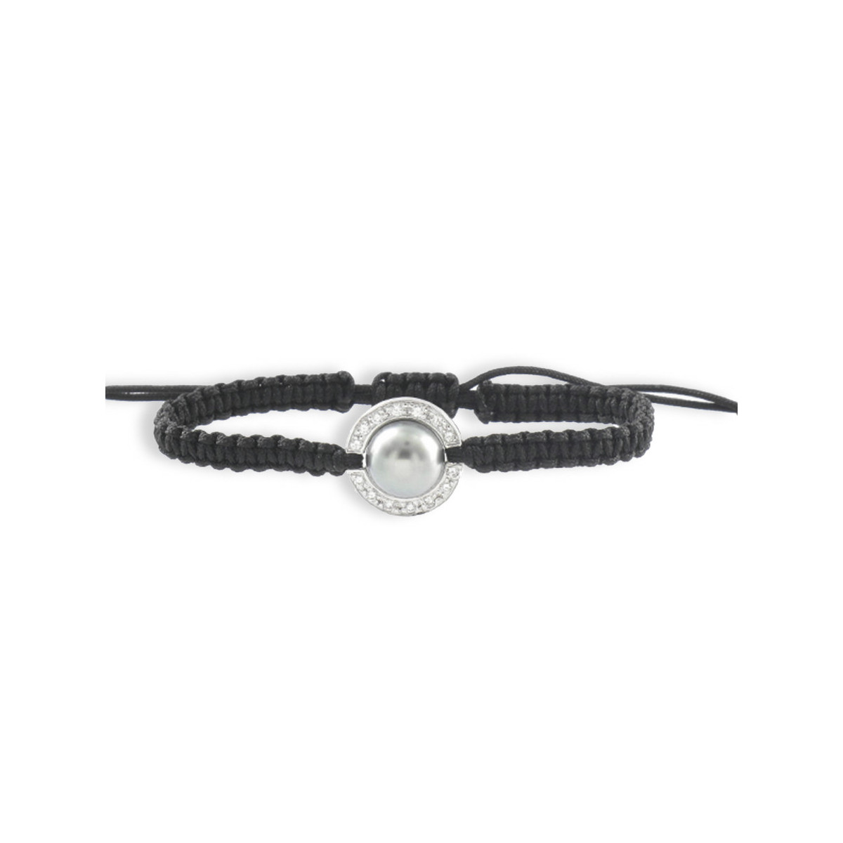 PULSERA MACRAME ORO DIAMANTES Y PERLA