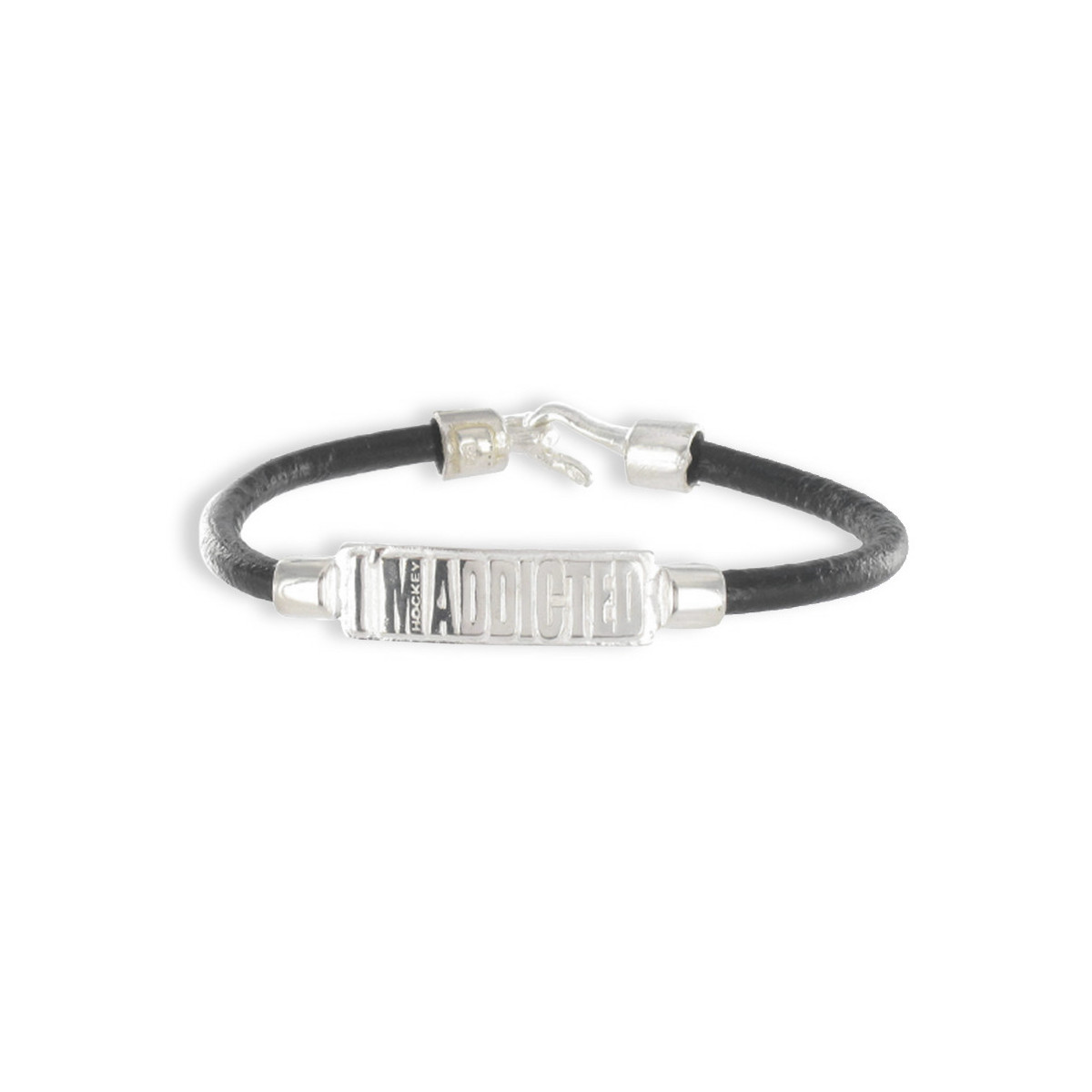 LEATHER AND SILVER I'M ADDICTED BRACELET