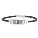 PULSERA  NYLON PLACA PLATA I´M ADDICTED