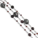 PULSERA PLATA GRANATES Y PERLAS