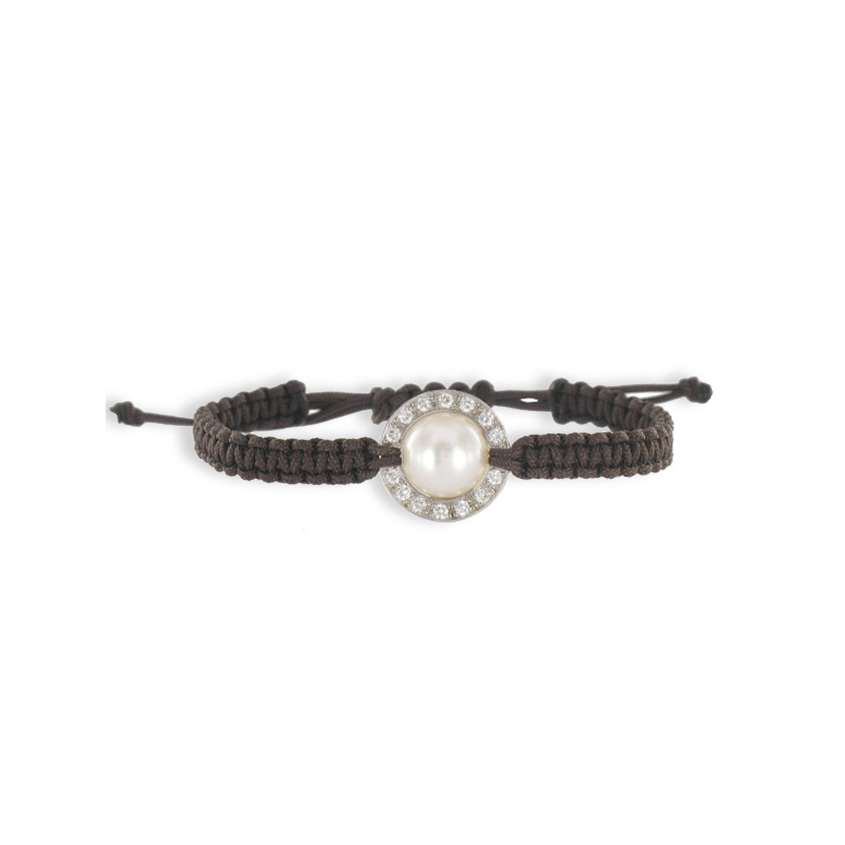 MACRAME BRAZALET GOLD DIAMOND AND PEARL