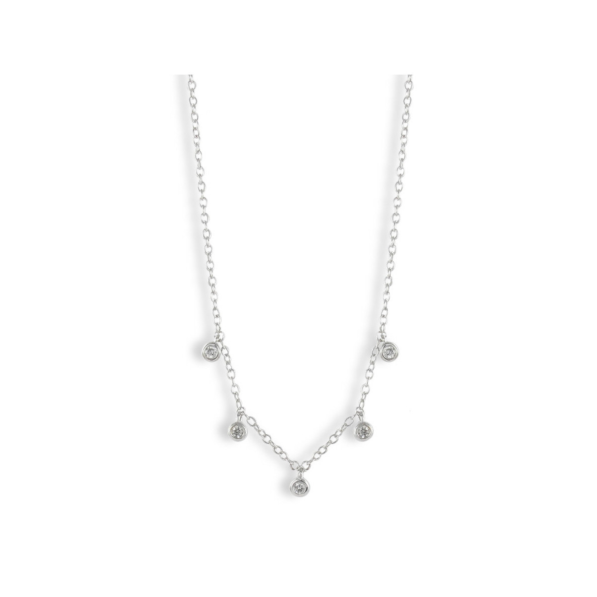 COLLAR FINO CON 5 DIAMANTES 0,10 KILATES