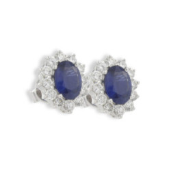 PENDIENTES ROSETON ZAFIRO Y DIAMANTES 0,81 KTES