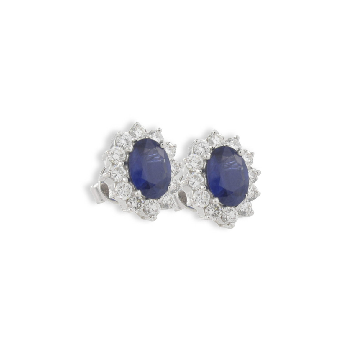 PENDIENTES ROSETON ZAFIRO Y DIAMANTES 0,77 KTES