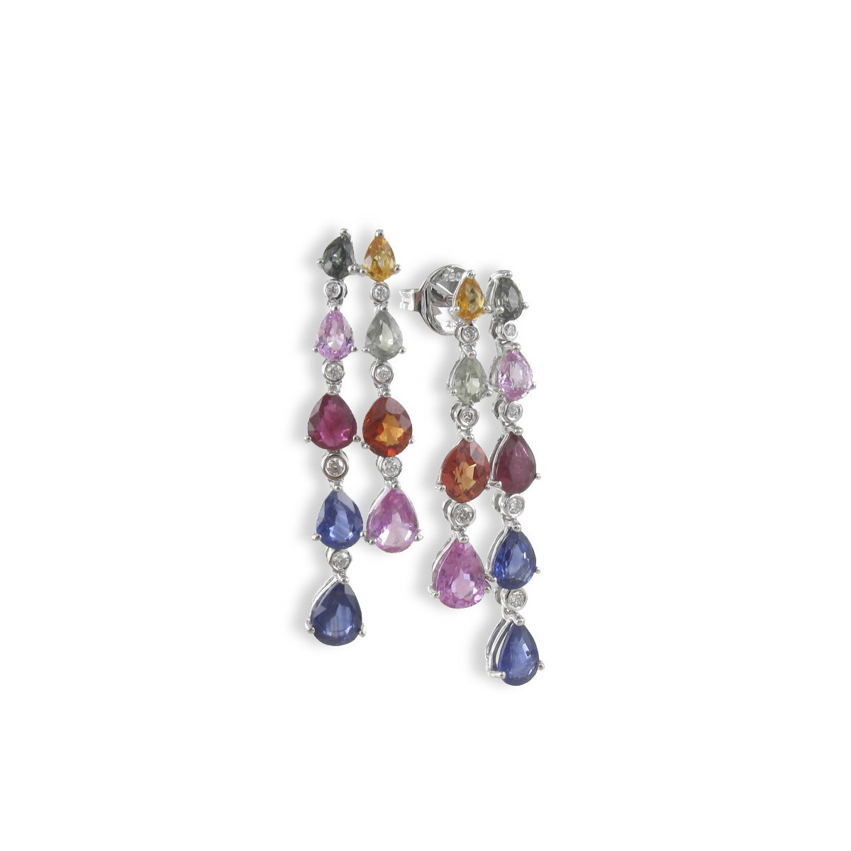 LONG EARRINGS WITH COLORED SAPPHIRES