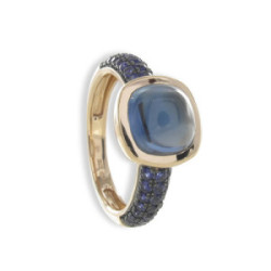 ROSE GOLD RING WITH NATURAL BLUE STONES