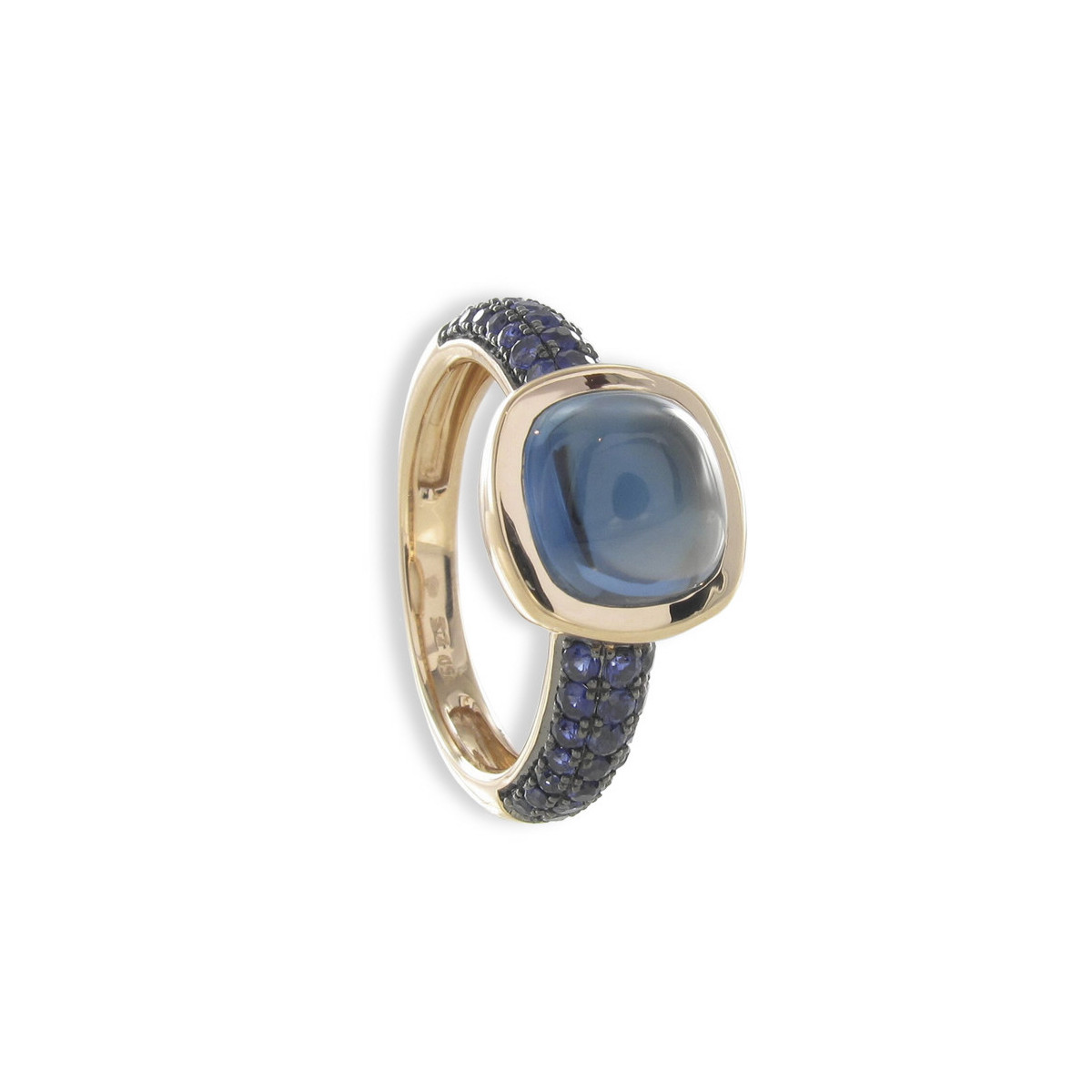 ROSE GOLD RING WITH NATURAL BLUE STONES