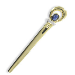 GOLD SAPPHIRE AND DIAMOND NEEDLE OF LAPEL