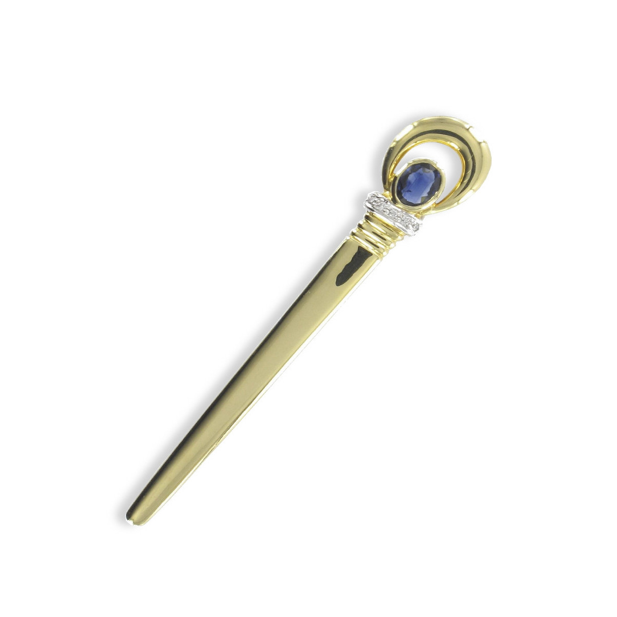 GOLD SAPPHIRE AND DIAMOND NEEDLE OF LAPEL