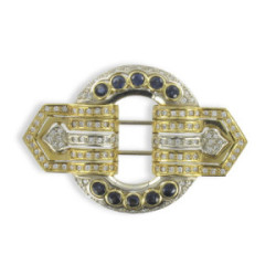 GOLD DIAMOND AND SAPPHIRE BROOCH