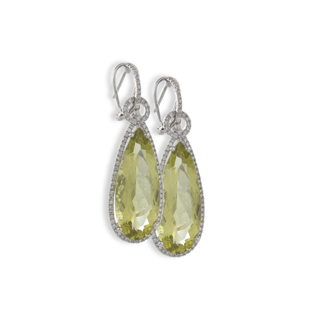 GOLD QUARTZ AND DIAMOND EARRING