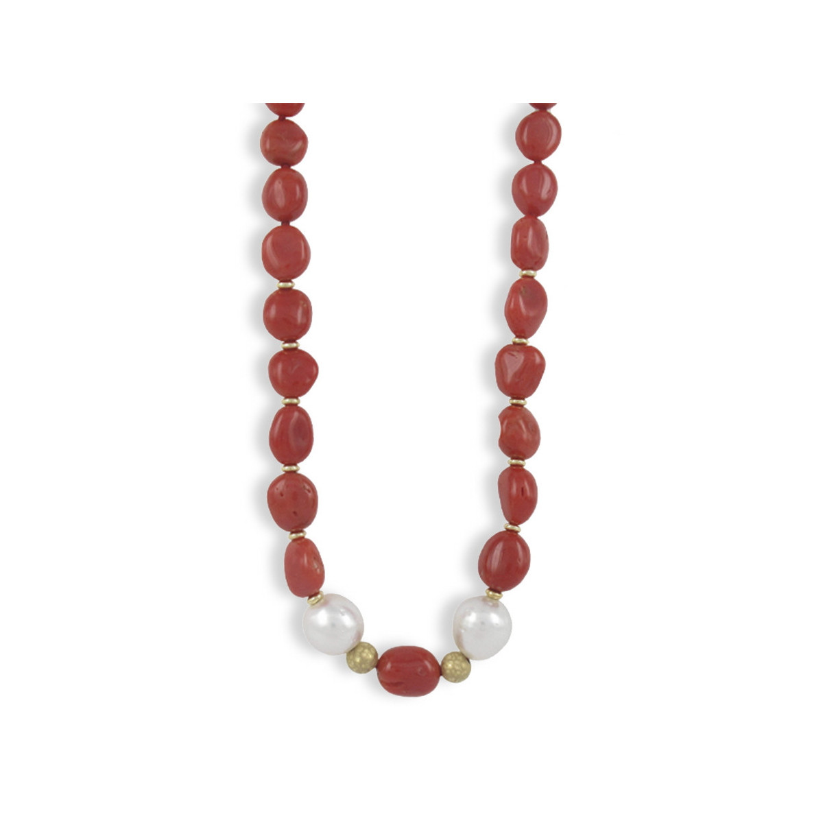CORAL GOLD AND PEARLS NECKLACE