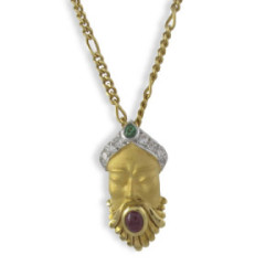 ORIENTAL FACE PENDANT WITH PRECIOUS STONES