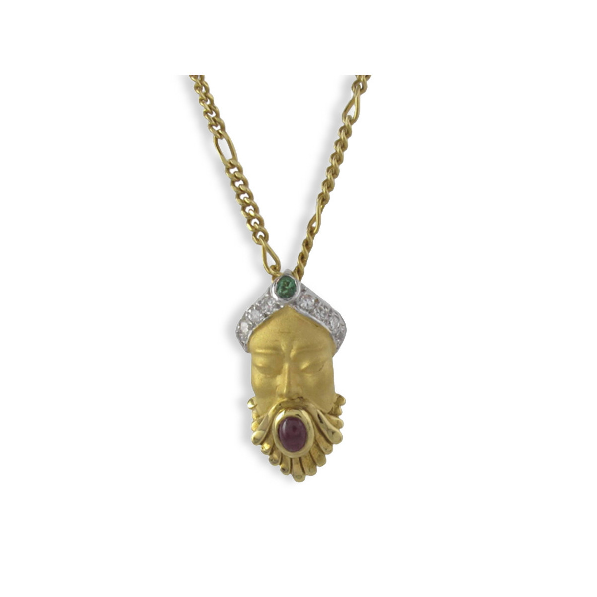 ORIENTAL FACE PENDANT WITH PRECIOUS STONES