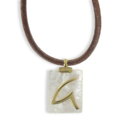 LEATHER GOLD AND MOTHER OF PEARL NECKLACE