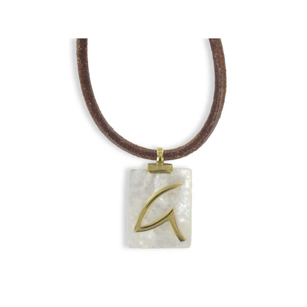 LEATHER GOLD AND MOTHER OF PEARL NECKLACE