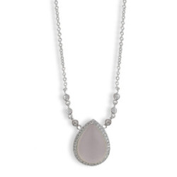 WHITE GOLD PINK QUARTZ AND DIAMOND NECKLACE