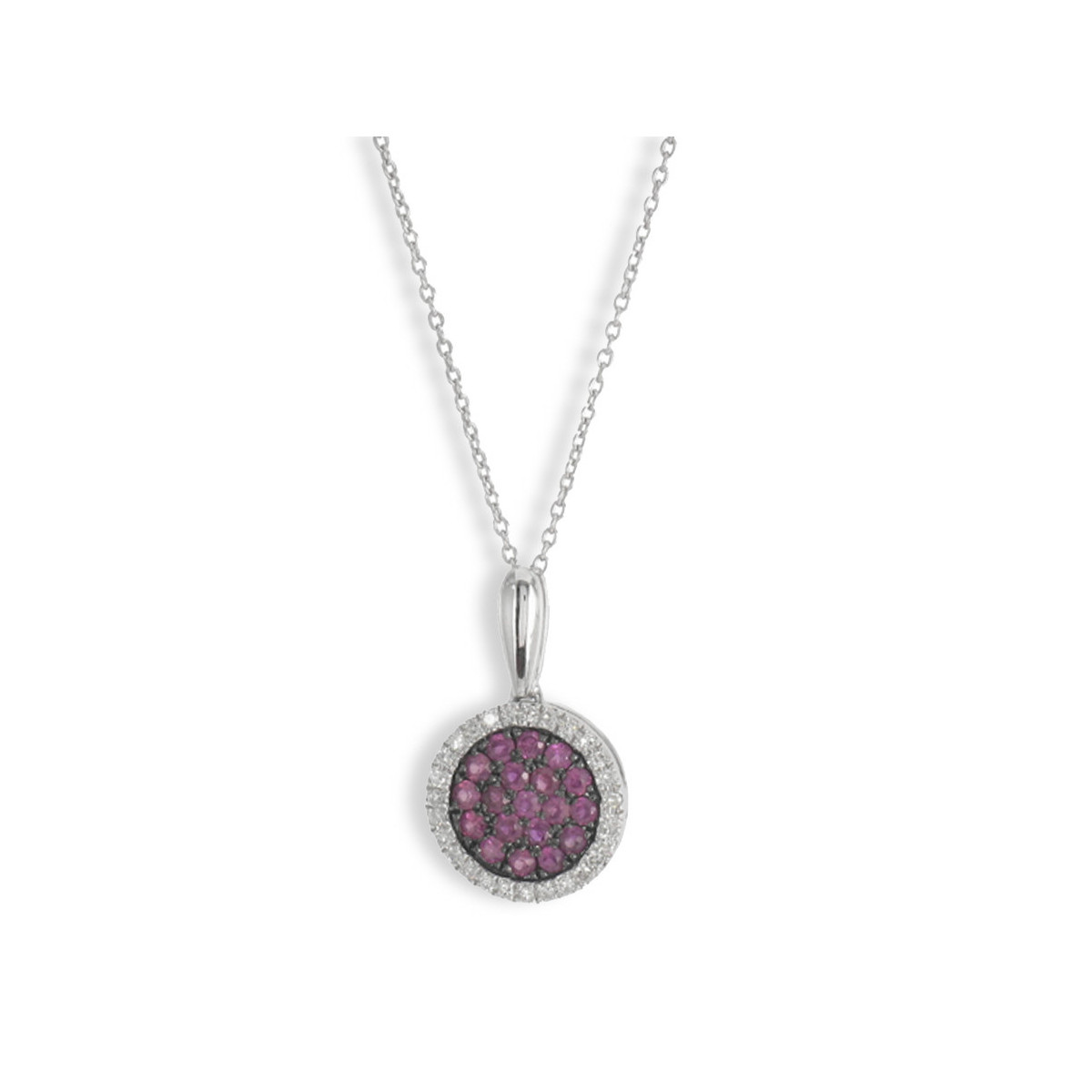 GOLD NECKLACE WITH ROUND RUBIS PENDANT