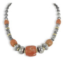 CORAL NECKLACE SILVER AND GOLD