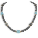 SILVER AND GOLD NECKLACE WITH TURQUOISE