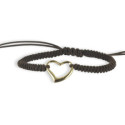 PULSERA DE CUERDA CON CORAZÓN DE ORO