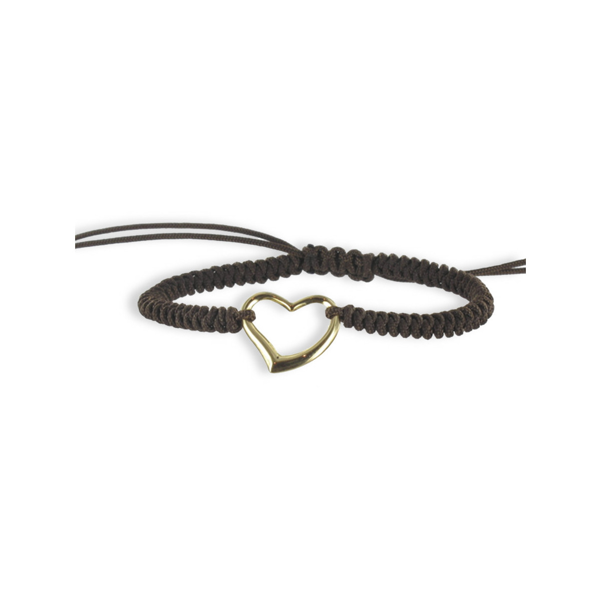 PULSERA DE CUERDA CON CORAZÓN DE ORO