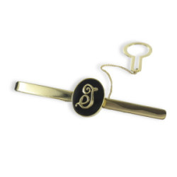 GOLD TIE PIN WITH ONYX INITIAL UPON