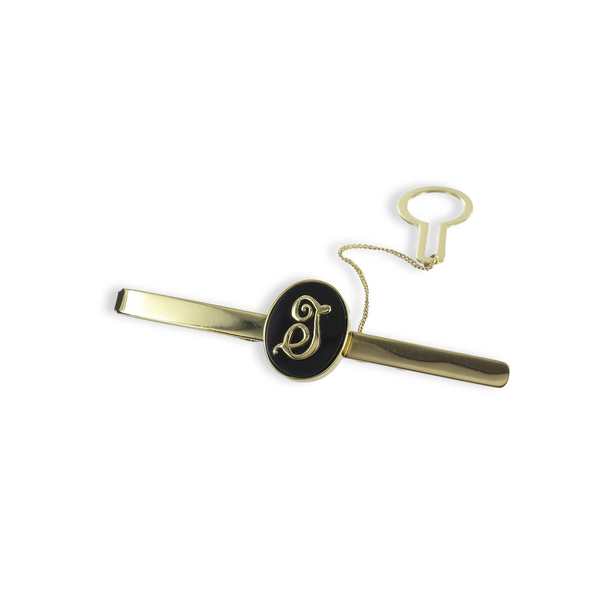 GOLD TIE PIN WITH ONYX INITIAL UPON