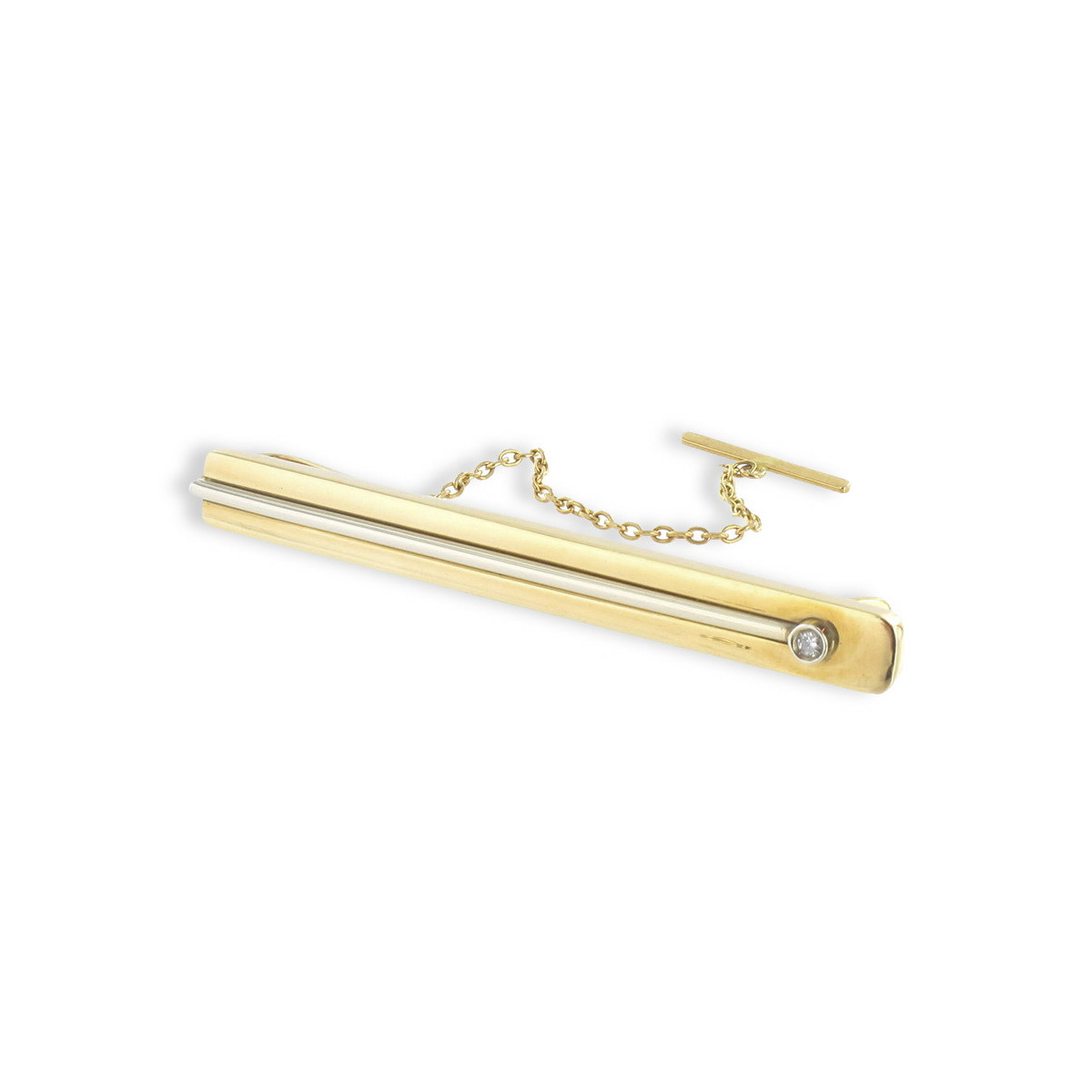 GOLD TIE PIN WITH WHITE GOLD LINE