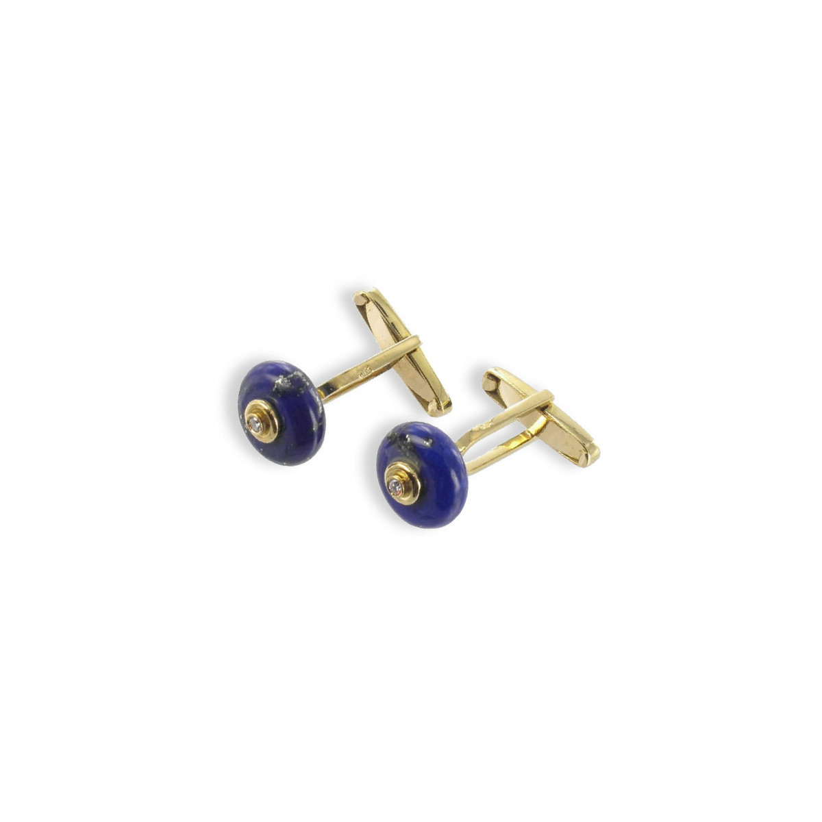 GOLD LAPIS LAZULI AND DIAMOND CUFFLINKS