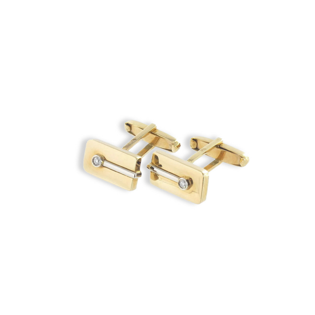 RECTANGULAR GOLD CUFFLINKS WITH DIAMOND