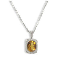 GOLD QUARTZ AND DIAMONDS NECKLACE