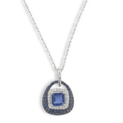 WHITE GOLD KYNITE, SAPPHIRE AND DIAMONDS NECKLACE