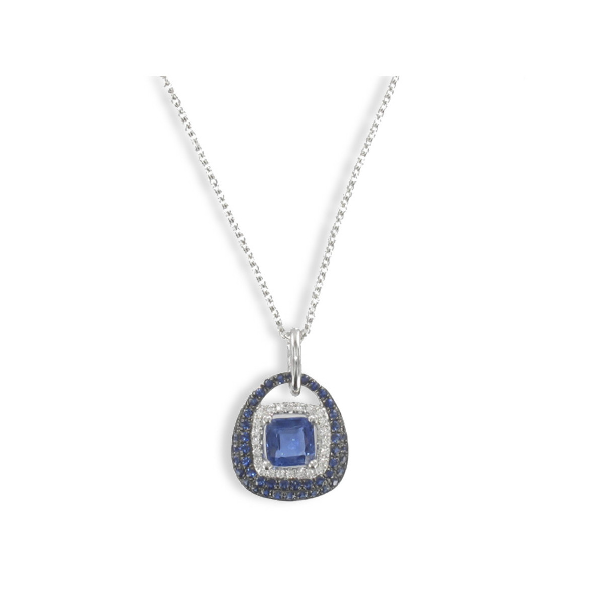 WHITE GOLD KYNITE, SAPPHIRE AND DIAMONDS NECKLACE