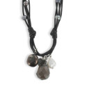LEATHER NECKLACE WHIT PEARL AND SILVER