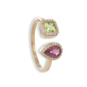 ROSE GOLD RING WITH 2 COLORED STONES