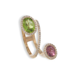 DESIGN RING WITH PERIDOT AND TOURMALINE
