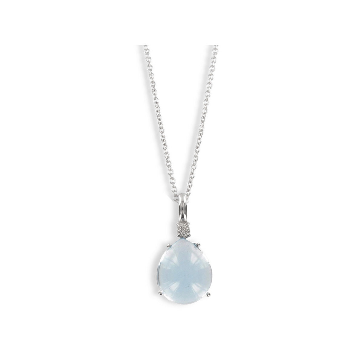 WHITE GOLD DIAMOND AND TOPAZ PENDANT CHAIN