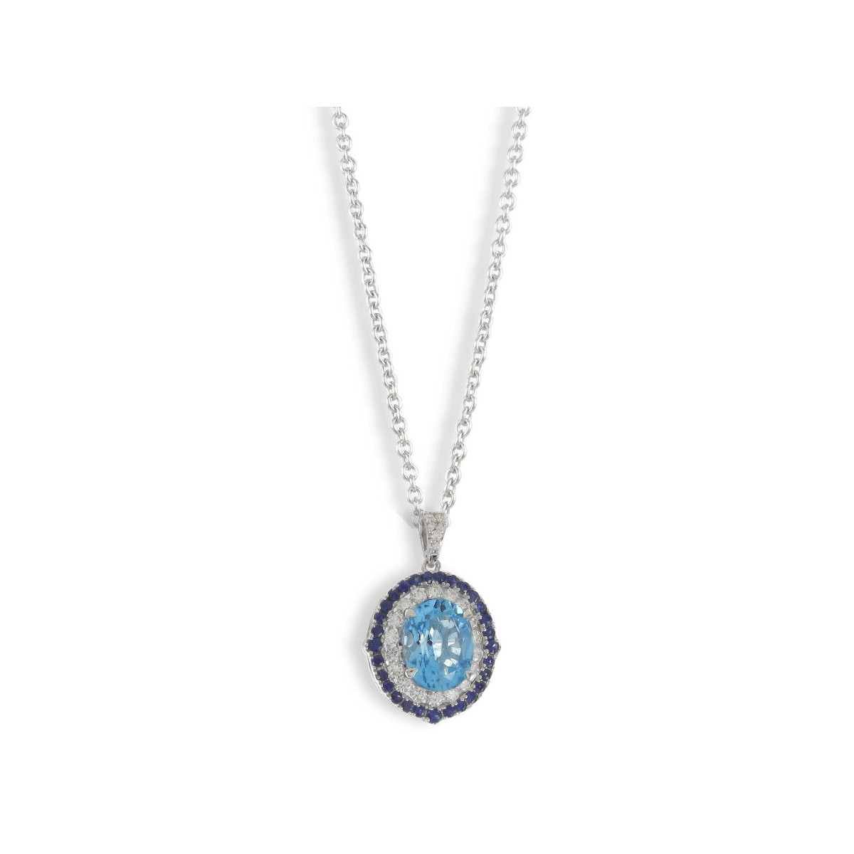 PENDANT WITH BLUE OVAL TOPAZ