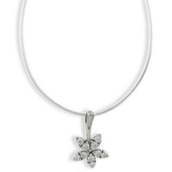 COLLAR ORO BLANCO CON FLOR DIAMANTES