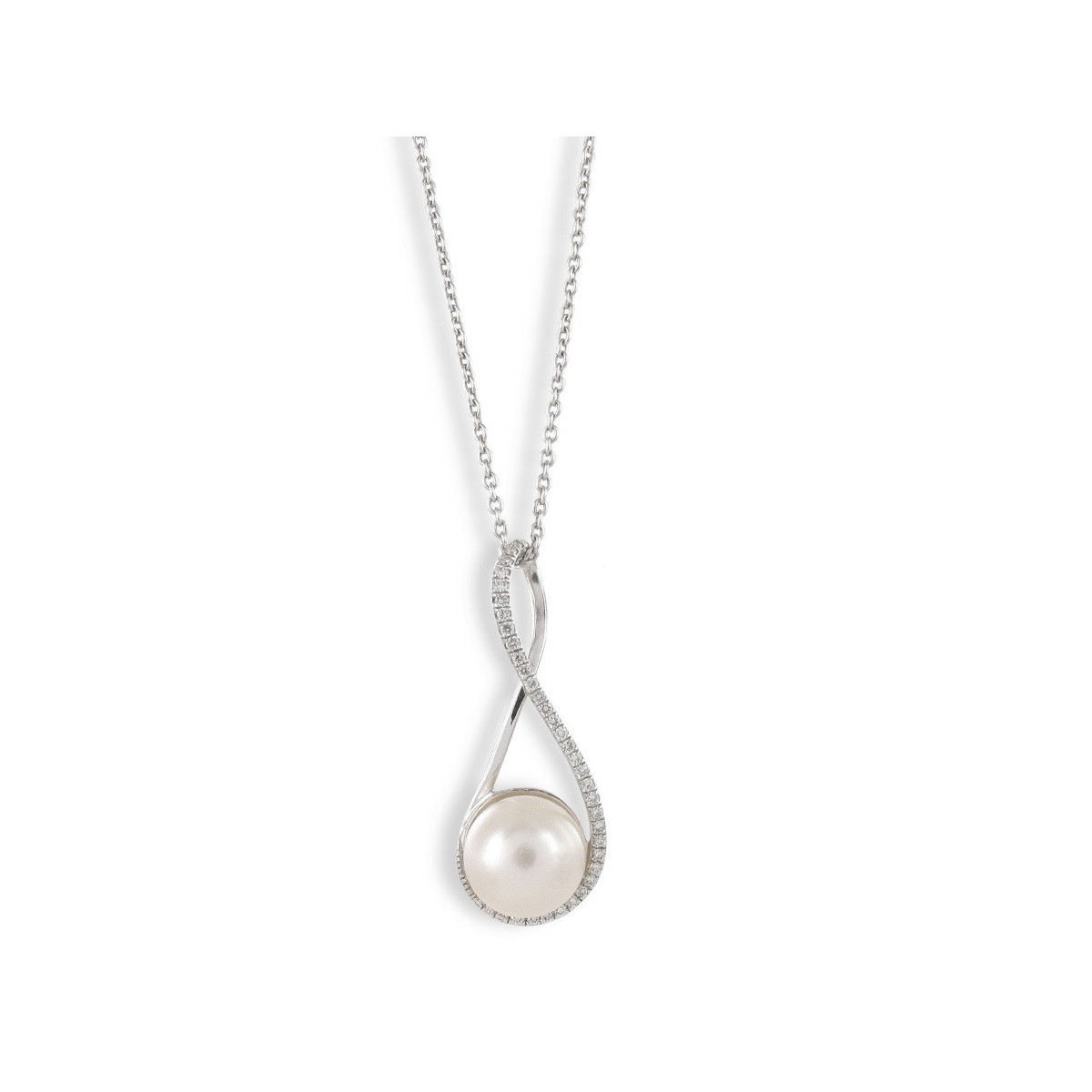 WHITE GOLD DIAMOND AND PEARL NECKLACE