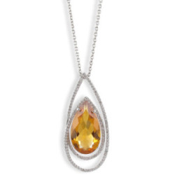 WHITE GOLD DIAMOND AND YELLOW QUARTZ NECKLACE