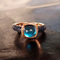 ROSE GOLD RING WITH NATURAL BLUE STONES