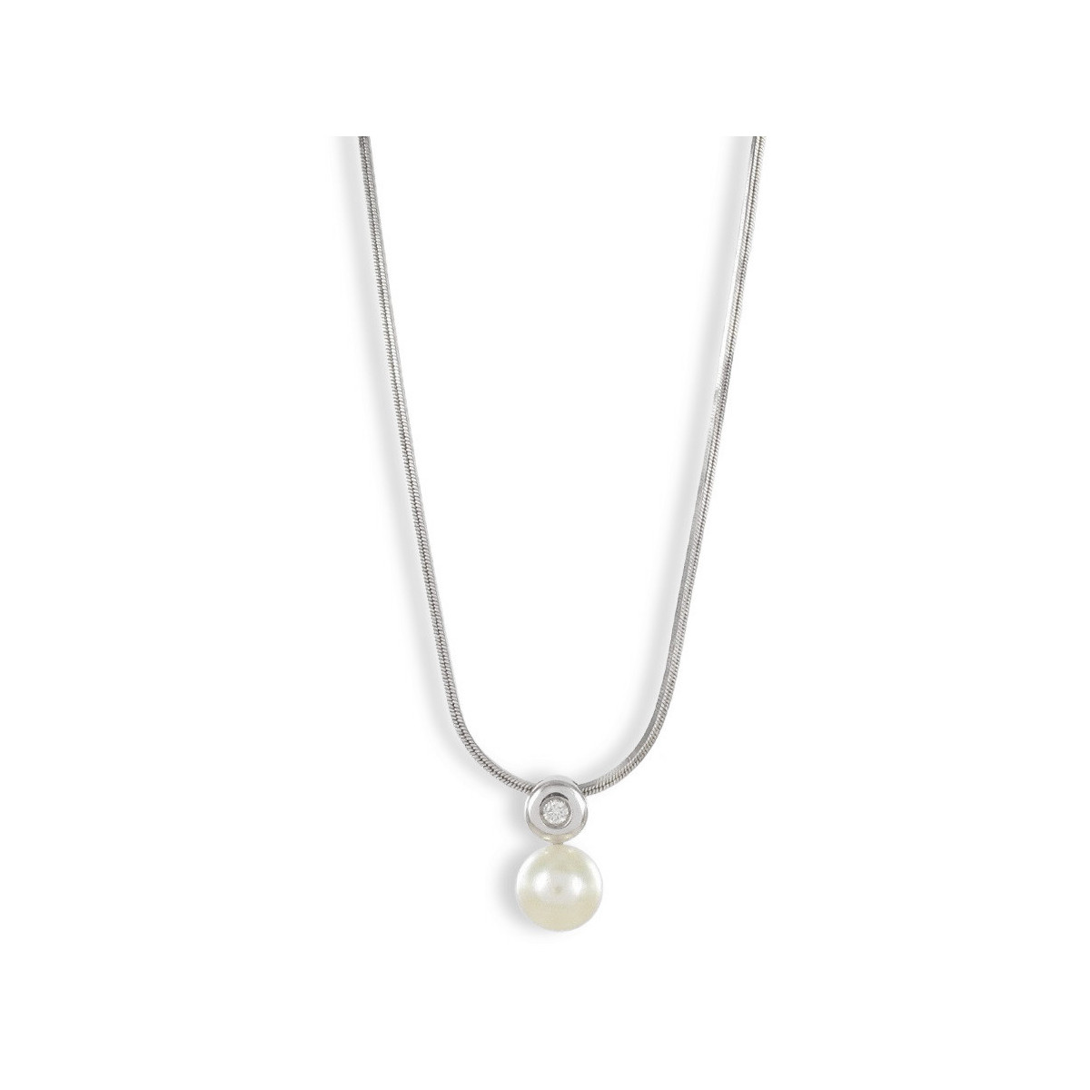 WHITE GOLD DIAMOND AND PEARL NECKLACE
