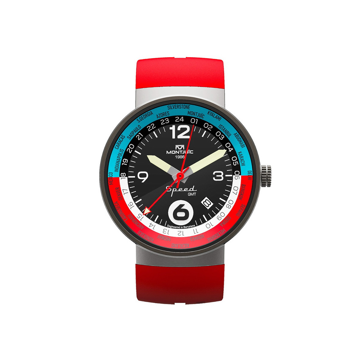 MONTJÜIC SPEED GMT CAUCHO ROJO