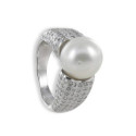 GOLD PEARL AND DIAMONDS RING