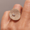 TWO GOLD AND DIAMOND PAVE RING