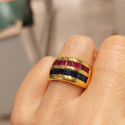 ANILLO ANCHO ORO AMARILLO CON PIEDRAS CUADRADAS